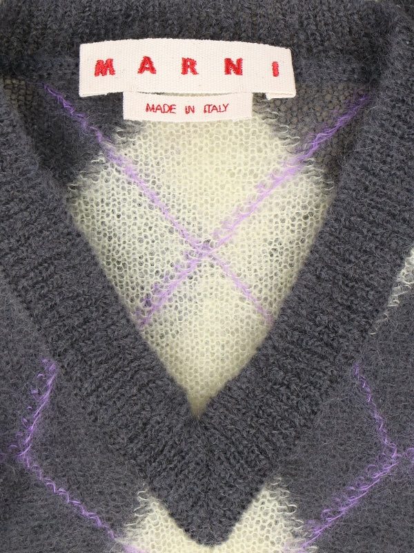 Argyle Pattern Mohair Knit