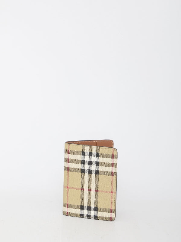 Vintage Check Pattern Passport Wallet