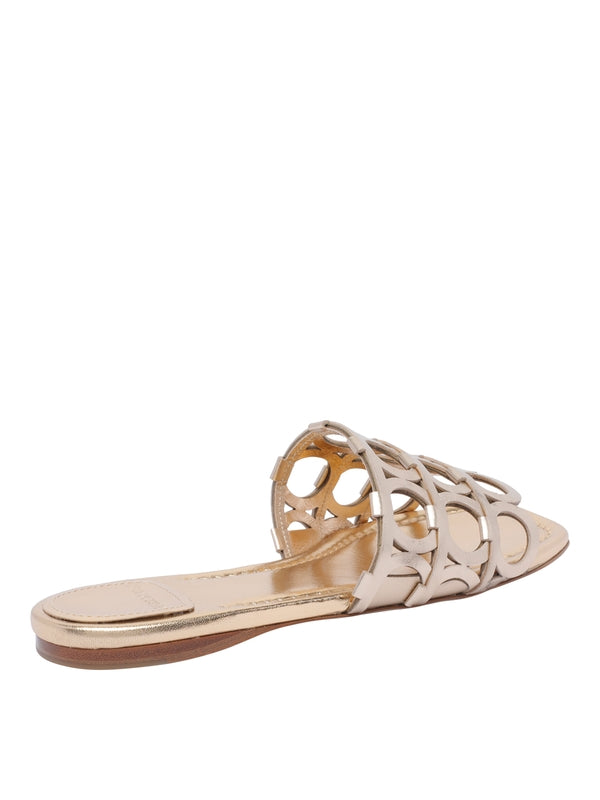 All-Over Gancini Decorated Leather Slides