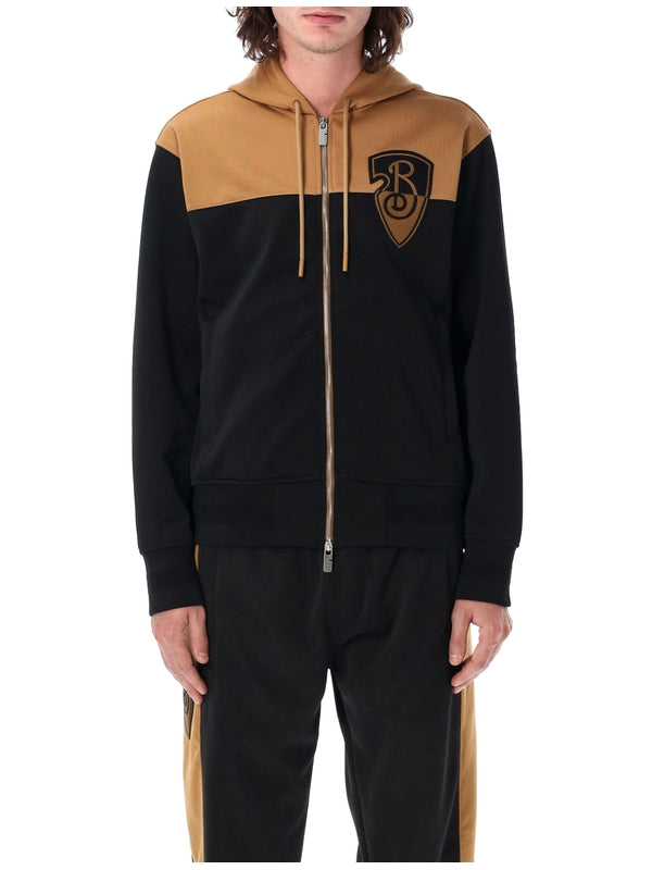 BURBERRY - B Shield Two-Tone Drawstring
  Hoodie Zip-Up - Jente