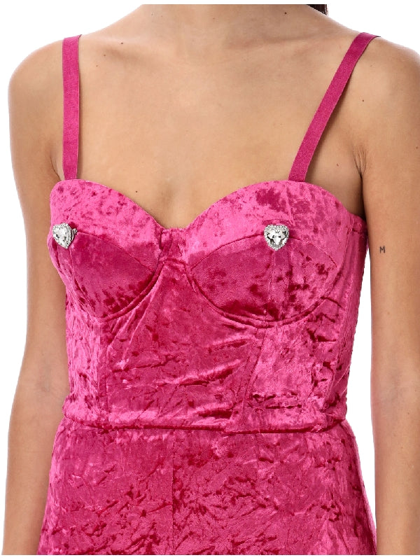 Stone Detail Velour Bustier Top