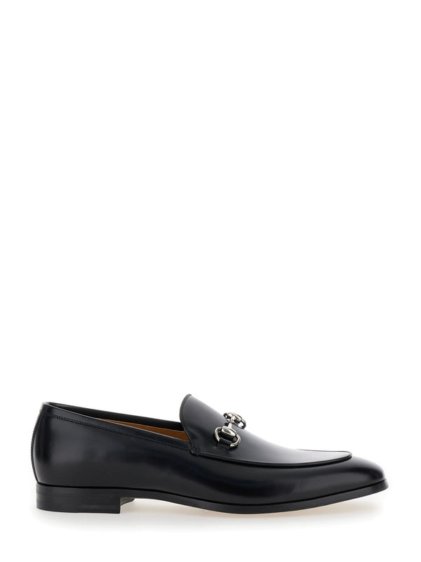 Black Loafers with Horsebit in Leather Man Loafers