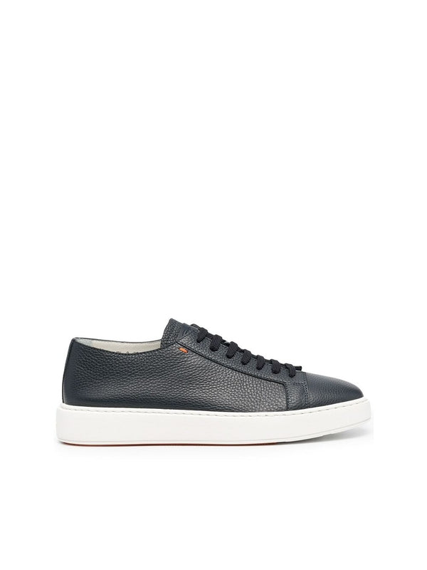 Pebble Leather Lace-Up Sneakers