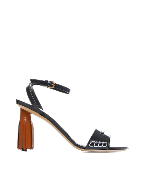 Tassel Leather Sandal Heel