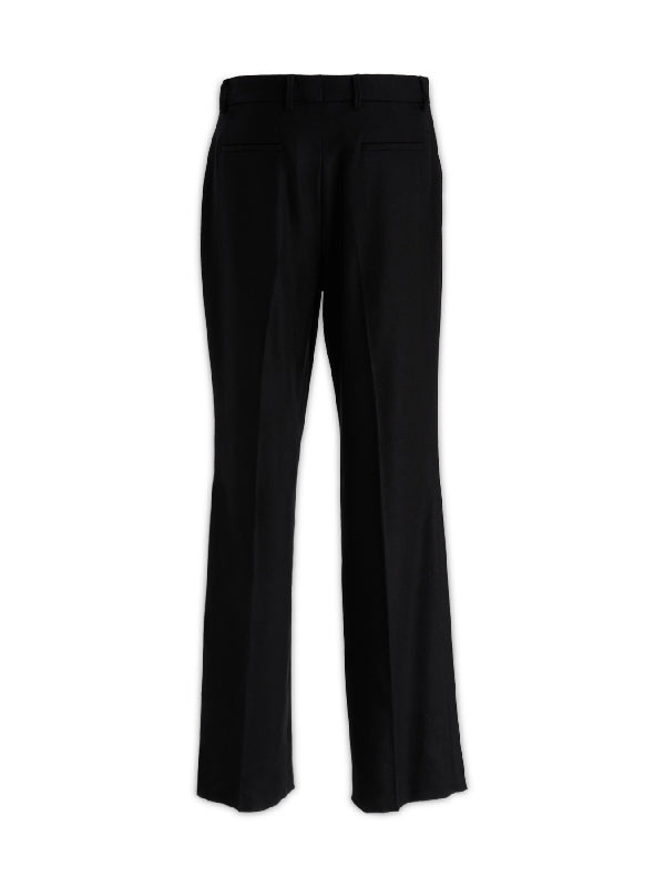 Black Wool Blend Wide Pants