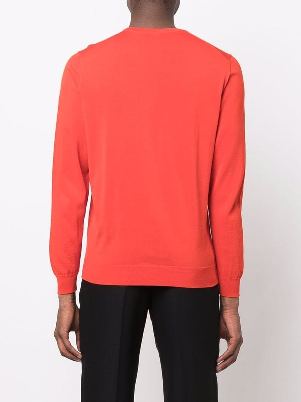 Orange Crew Neck Cotton Knit