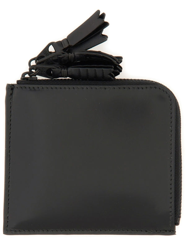 Black Tassel Detail Leather Wallet