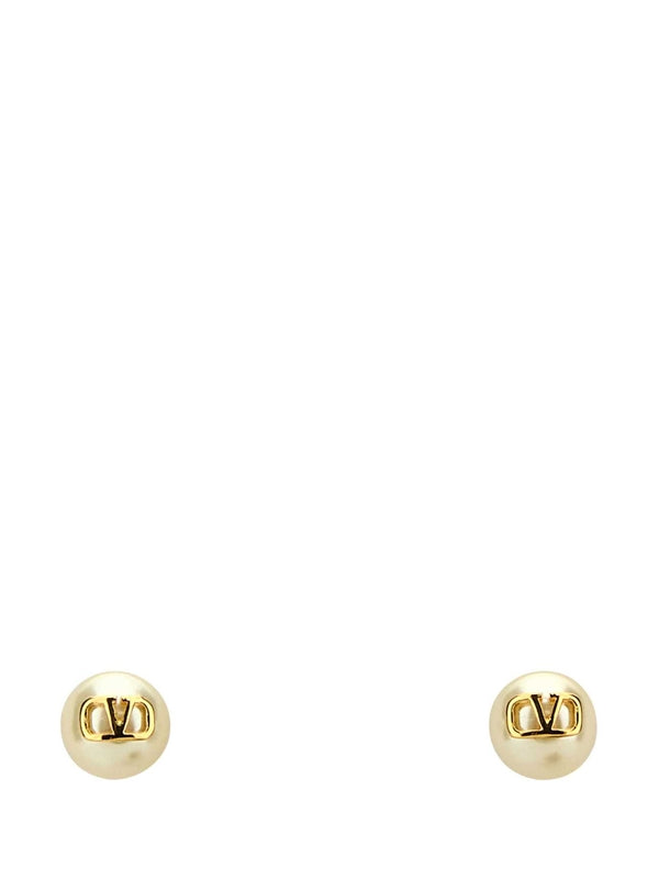 V Logo Pearl Earrings