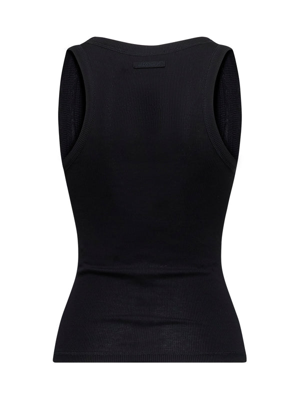 Black Cotton Sleeveless Top