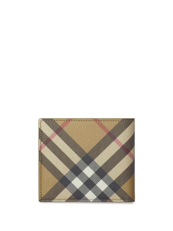 Check Pattern Flap Bifold Wallet