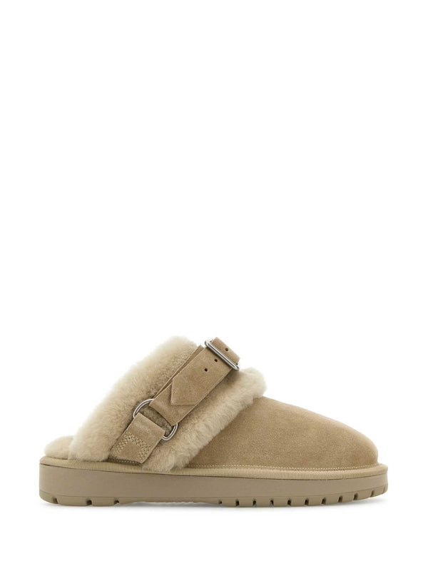 Buckle Shearling Suede Leather Bluffer