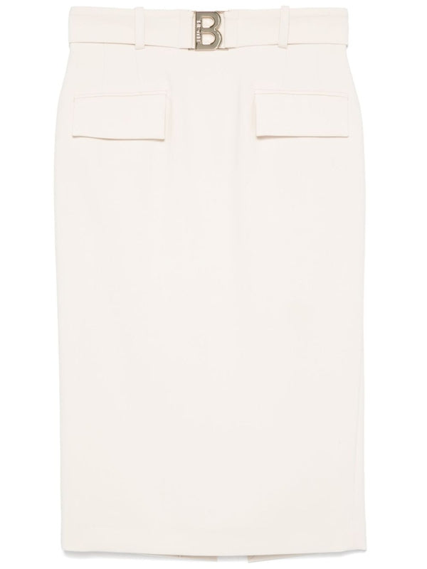 Metal Logo Detail Midi Skirt