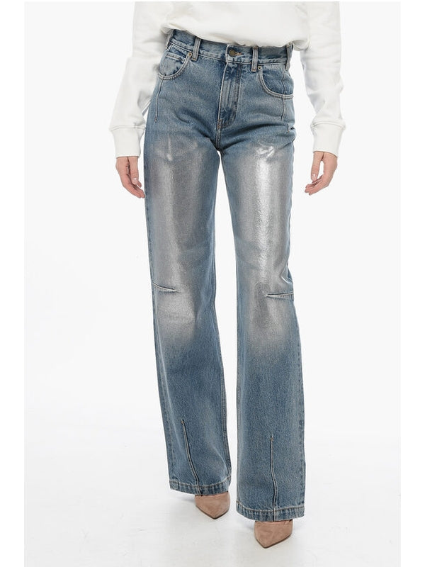 Distressed Straight Denim Pants