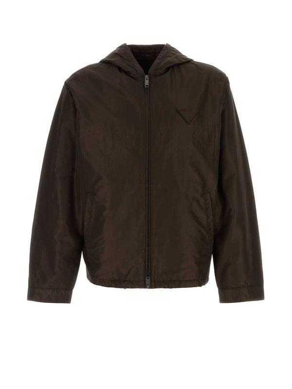 Triangle Patch Silk Hoodie Jacket