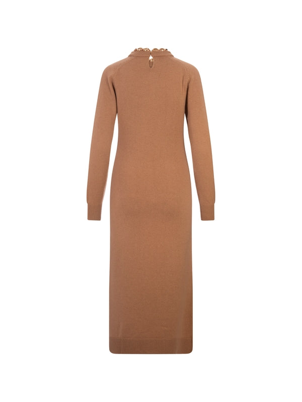 Wool Cashmere Chain Neck Knit Dress