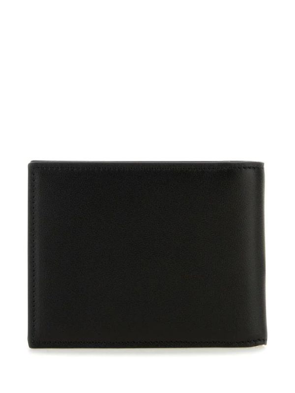 V Logo Leather Money Clip Wallet