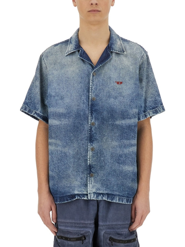 Nabil Logo Embroidered Denim Shirt