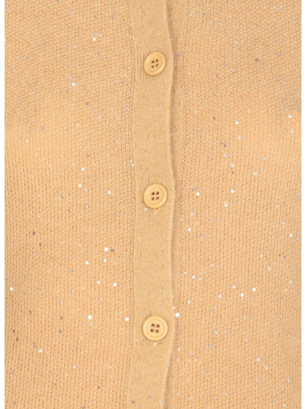 Sequin Detail Nylon Mohair Cardigan