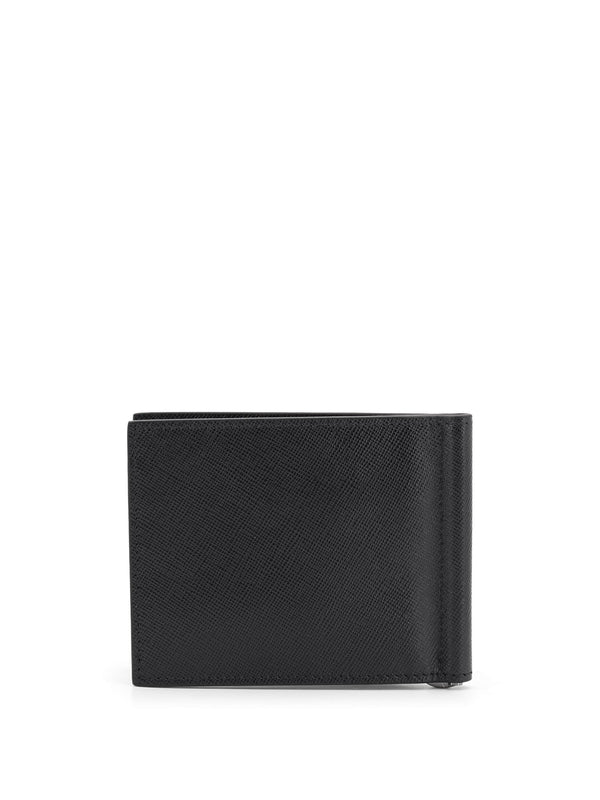 Logo Leather Money Clip Wallet