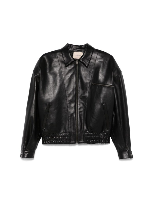 Lora Oversized Leather Bomber Jacket