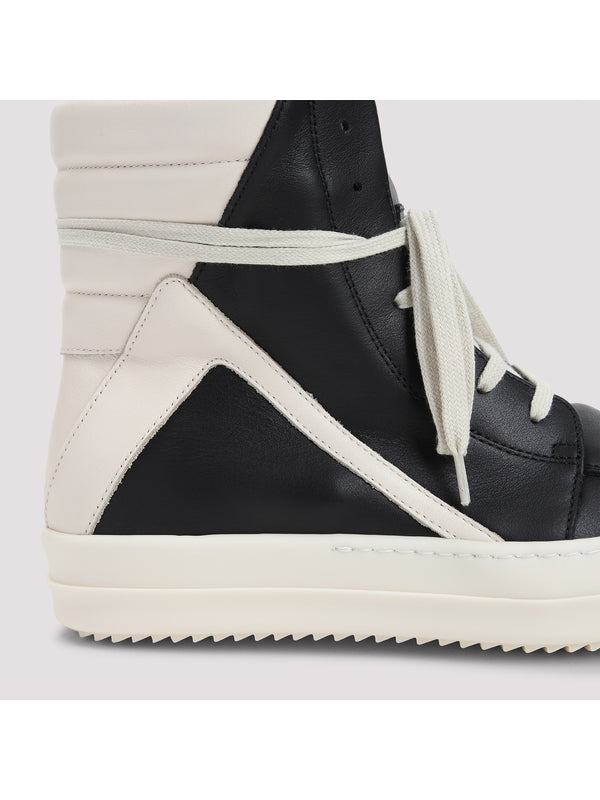 Zipper Detail Leather High Top Sneakers