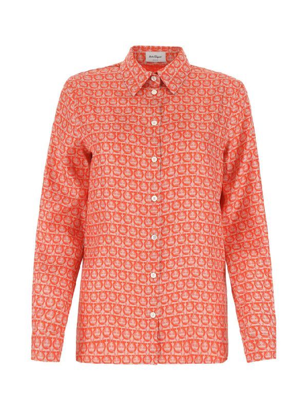 All-over Gancini Printing Silk
  Shirt