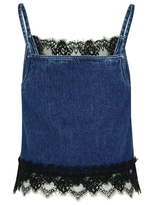 20s Lace Denim Sleeveless Top