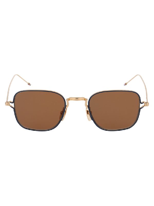 Two-tone Metal Square Sunglasses