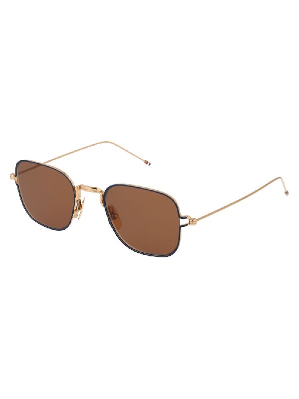 Two-tone Metal Square Sunglasses