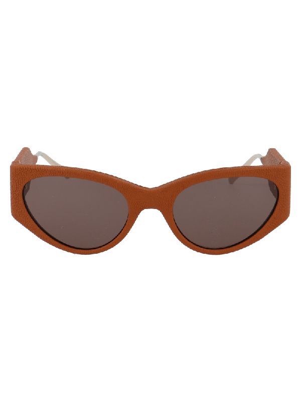 Textured Frame Logo Sunglasses