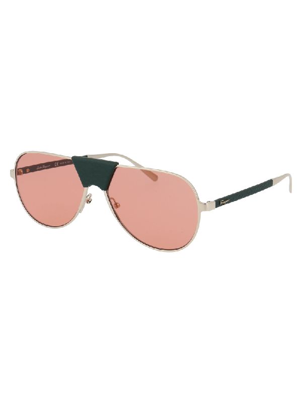 Two-tone Logo Temple Aviator Sunglasses