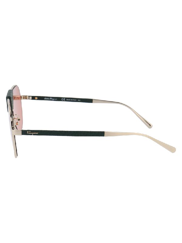 Two-tone Logo Temple Aviator Sunglasses