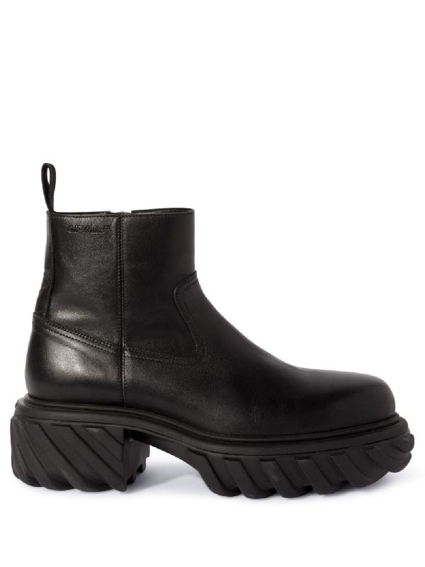 Tractor Diagonal Leather Ankle Boots