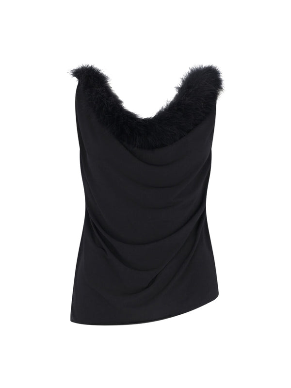 Backless Fur Detail Sleeveless Top