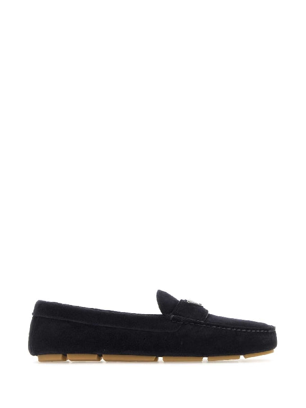 Triangle Logo Suede Driving Loafers