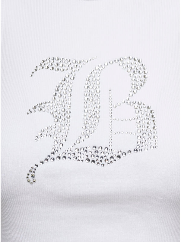 Rhinestone Logo Detail Cotton Tank Top