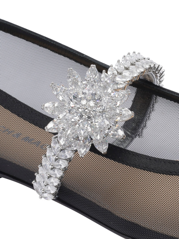 Flower Crystal Mesh Flat Shoes