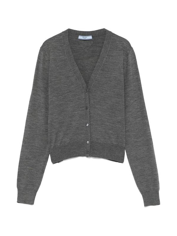 Back Triangle Logo Wool Cardigan