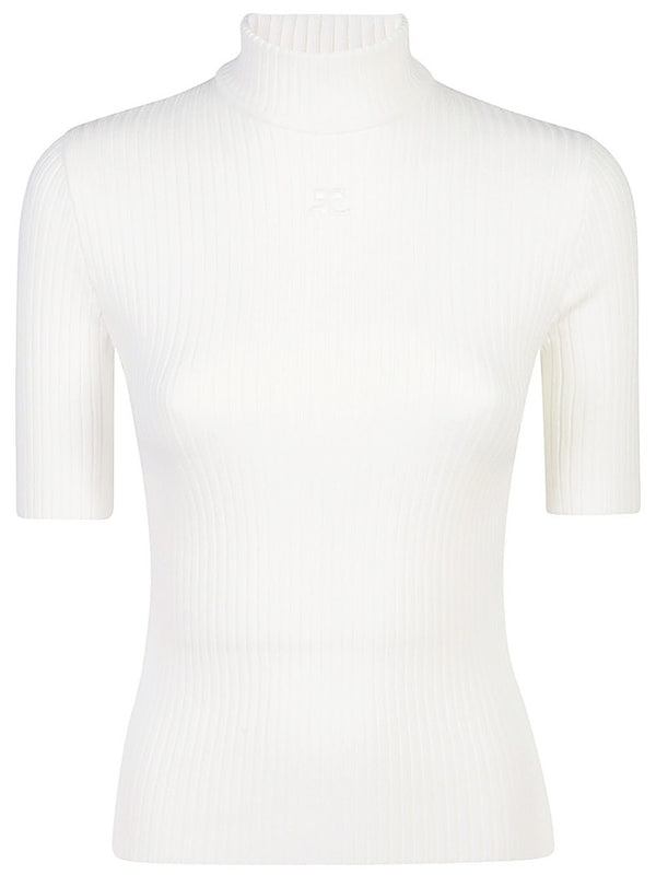 White High-Neck Short Sleeve
  Knit