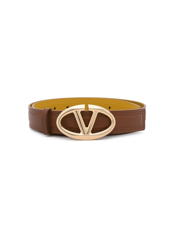 V Logo Leather Belt