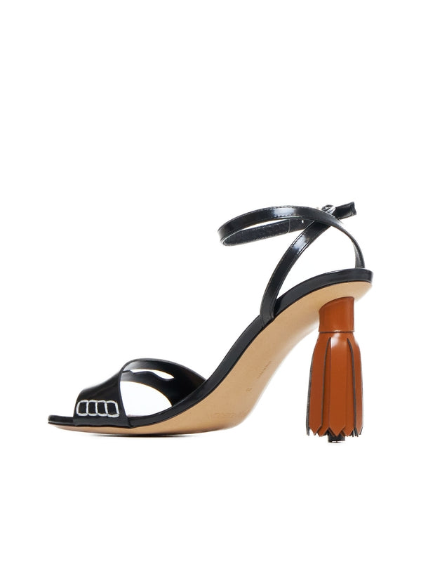 Tassel Leather Sandal Heel