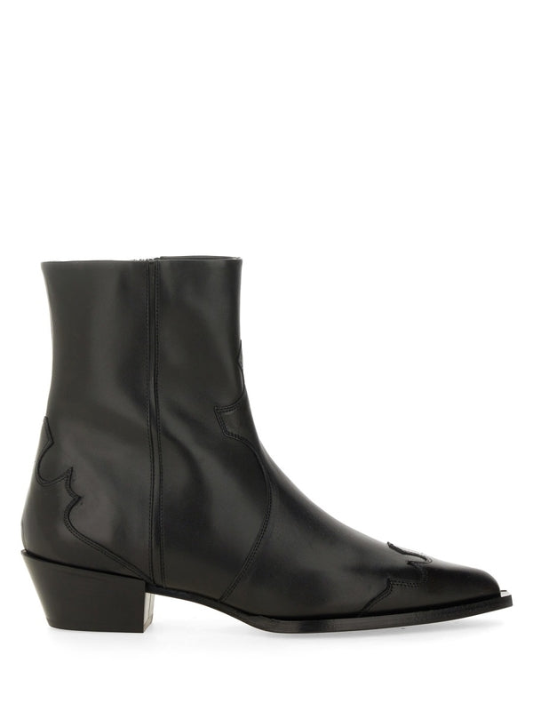 Western Detail Lambskin Ankle Boots