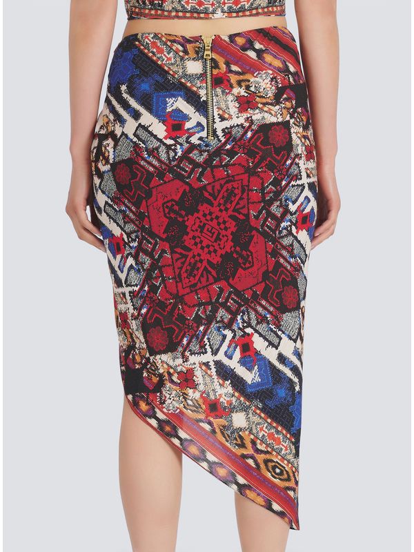 All-over Pattern Front Tie Slit Skirt