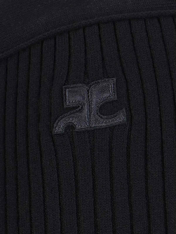 Logo Patch Rib Knit Flare Pants