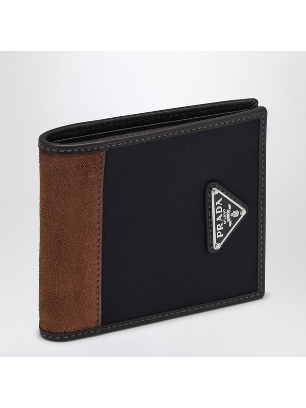 トライアングルロゴナイロンスエードウォレット