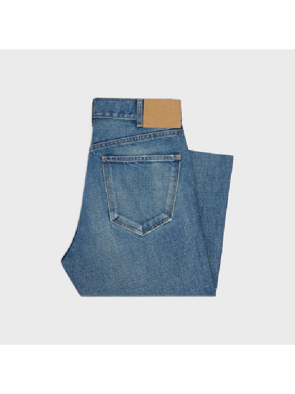 Washed Cotton Denim Pants