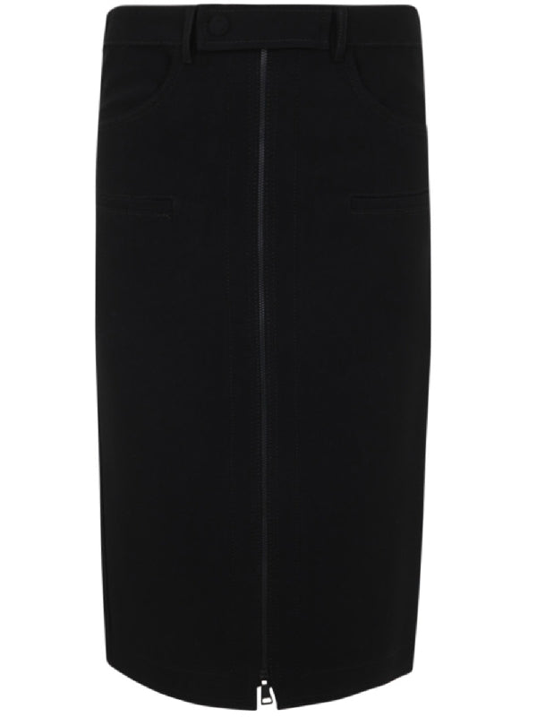 Front Zipper Midi Skirt