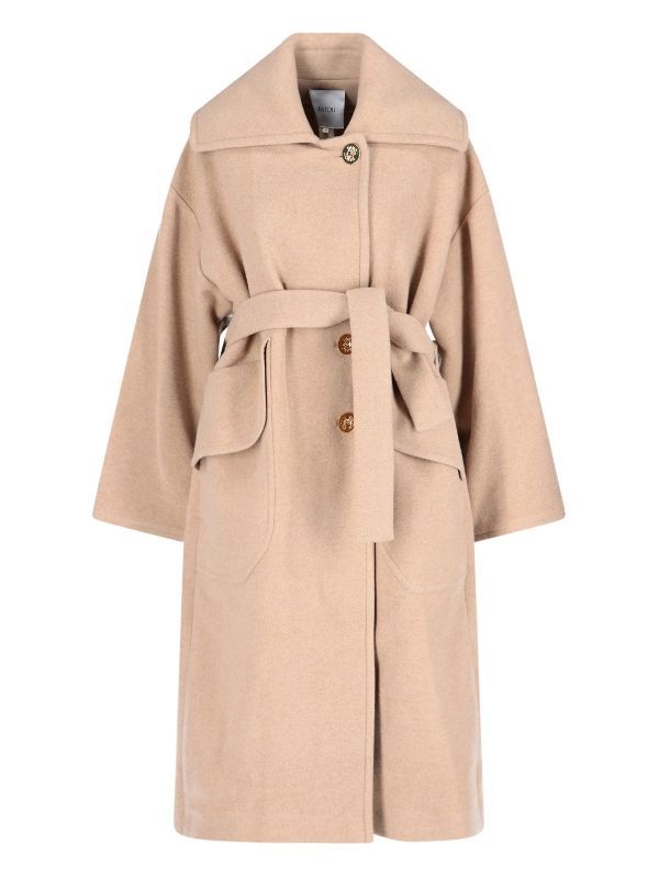 Back Logo Belted Wool Coat