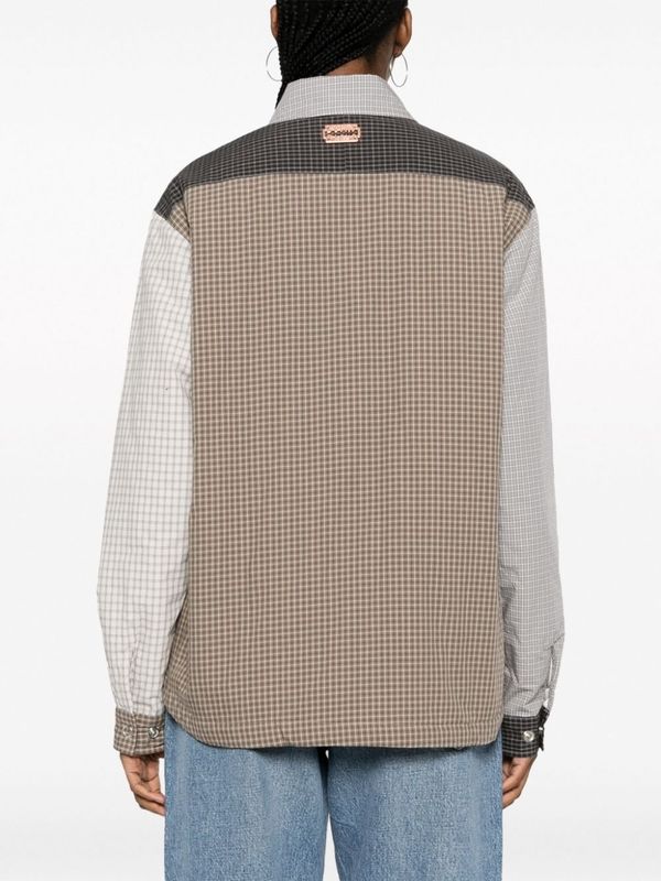 Colorblock Check Cotton Shirt