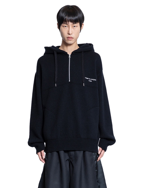 Wool Half-zip Hood Knit